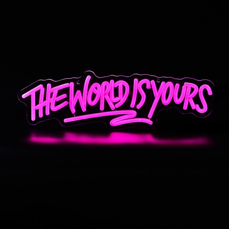 festive decoration 1 pcs the world is yours shaped Led neon sign for home decoration happy birthday gifts teens girls boys room,indoor wall decor led neon lights