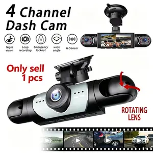 4-Channel Car Dash Camera, Front Rear Dashcam, 64GB SD Card, Full HD 1080P Video Recording, Night Vision, Parking Mode, 3.16-Inch Display, Front Rear Side Mirrors