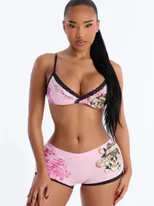Summer Sexy Floral Print Bikini Bottoms, Sensual Swimsuit for Parties, Adjustable Tie-Back Design, Split Swimwear for Women