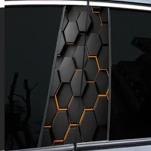 2-Piece Honeycomb Personality Pattern Personality Decal - High Gloss - Waterproof and Scratch Resistant - PVC - Sticker - Self-Adhesive, Suitable for -b Rod - Door Post, etc. - Ideal for Vehicles - Wall and Window Glass Decor, Universal Car Sticker