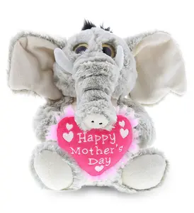 DOLLIBU Super-Soft Hypoallergenic Sitting Elephant Plush Heart Stuffed Toy, Perfect Mothers Day Gift