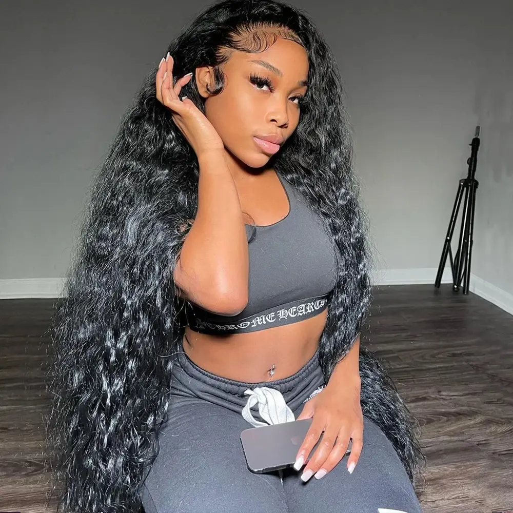 Bling Hair 180% Density 32 34Inch Deep Wave 13x6 Lace Frontal Wigs Human Hair For Black Women Brazilian HD Transparent 13x4 Wet And Wavy Curly Wave Lace Wig, Glueless Hd Wigs, Lace Wear Wigs