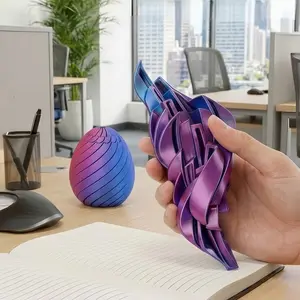 Sensory Hypnotic Gear Sphere Fidget 3D Printed Twisty Fidget Egg, Easter Egg Design, Fluid Flow Stress Relief Desktop Ornament for Home & Office gifts for boyfriend easter basket adults gifts decorative perfect toy anxiety lover animal figurine