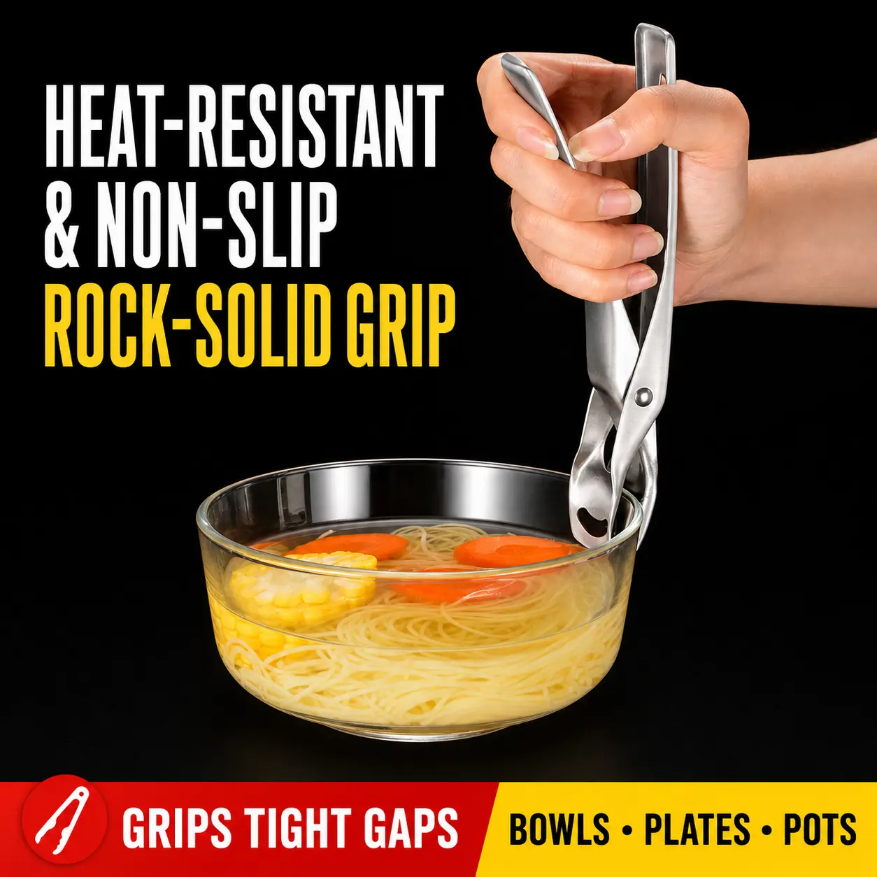 1pcs 2pcs Stainless Steel Anti-Scald Food Grip, Heat Resistant Gripper Kitchen Clip for lifting Hot Bowls, Plates Cookware, Compatible with Microwave,Oven, BBQ, No Direct Food Contact
