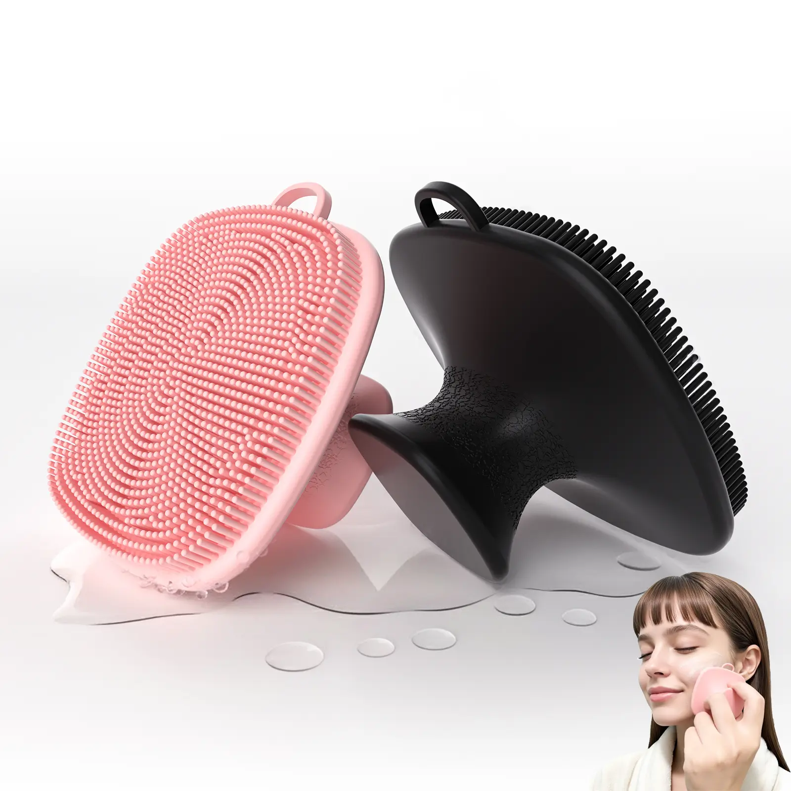 2-Pack Silicone Facial Cleansing Brush for Men & Women, Gentle Reusable Waterproof Exfoliating Tool for Sensitive Skin Daily Use, Flexible Grooming & Bathing Body Brushes, Exfoliating Brush Body Brushes