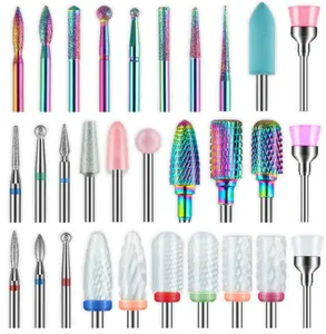 30Pcs Nail Drill Bits Set: 3/32 Inch Carbide Cuticle Ceramic Diamond Nail Bits for Nail Drill for Acrylic Gel Nail Manicure Pedicure Remover Tools for Home Salon