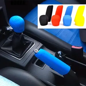 2pcs Universal Manual Car Silicone Gear Head Shift Knob Cover Gear Shift Collars Handbrake Grip Car Hand Brake Covers Case Interior Automotive