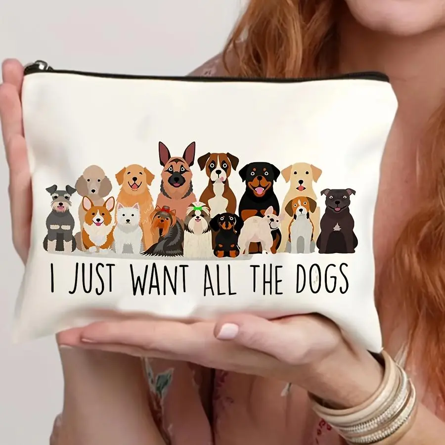 Stylish Dog-Themed Durable And Fashionable Gifts, Featuring a Convenient Zipper Closure. The Perfect Present for Your Partner Or Friends, This Portable Makeup Bag Can Also Serve As a Pencil Case, Cosmetics Gift Bag, Travel Pouch, Snack Bag