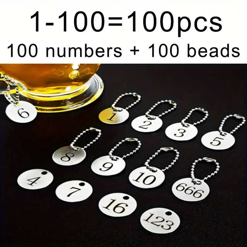 1-100 Laser-Engraved Number Tags, 24mm, with Hanging Holes for Easy Display. Ideal for Warehouse Goods Marking, Key Sorting, and Warehouse Management. A Practical Tool!