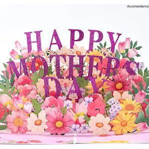3D Floral Raised Greeting Card, Eco-Friendly Recycled Paper Mother's Day Card With Envelope, Mom Gift Idea