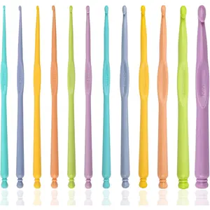 Plastic Crochet Hooks 12 count Different Sizes (2.0mm - 10.0mm) Crochet   Colorful Crochet Hook Set DIY Yarn Weaving Tools for Scarf Hat Gloves Knitting