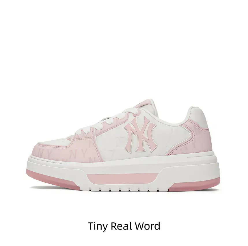 Pastel Pink Low Top Platform Shoes All-over Monogram Pattern Non-slip Sole for Errands City Stroll Weekend Girl Hangout