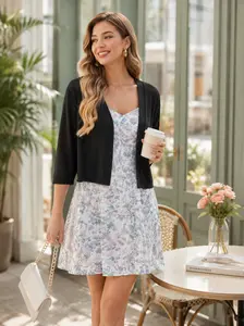 VIISHOW Women's Cropped V-Neck Knitting Cardigan - Stretchy, Breathable, Lightweight, Soft, Hollowed-Out Textured Button Shrug Knitwear for Sundress Styling summerwins