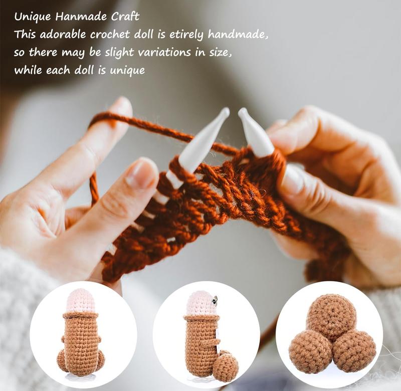 Funny Emotional Cute Crochet Doll, 1 Count Creative Knitted Decor with Positive Message Card, New Year Birthday Gift,Gifts Boyfriend,Fun Desk Decoration, Inspirational Gift for Friends Women，Support Plushies,Cuddly Doll Gift， Halloween Toy