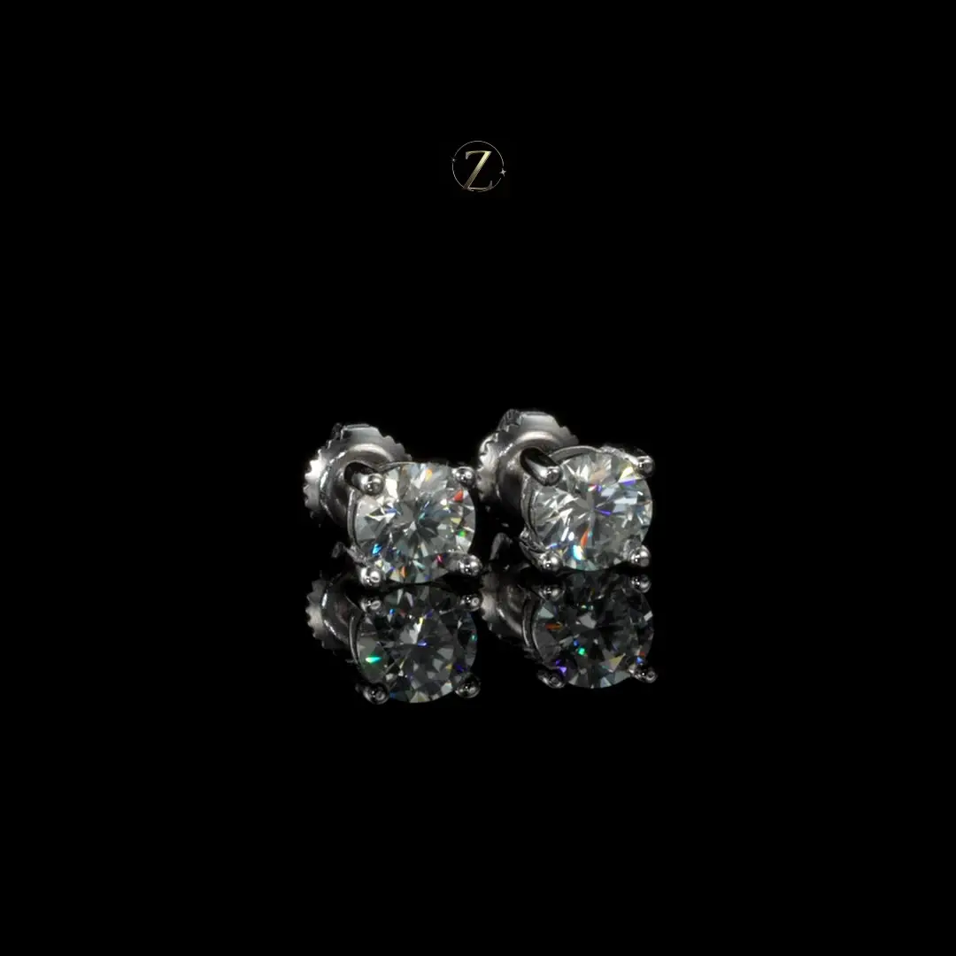 Zovelle Soleil | 1.0CT Total Moissanite Stud Earrings | D Color VVS1+ | Screw Back | 925 Sterling Silver | GRA Certified