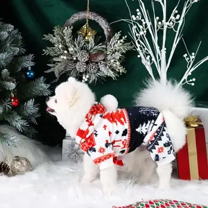 Cute Snow Elk & Stocking Pattern Pet Jumpsuit, Soft Comfortable Pet Clothes, Warm Pet Apparel for Small Medium Dogs & Cats, Christmas Gift