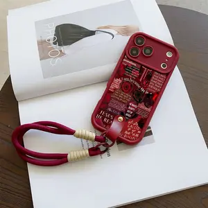 Convenient Hanging Strap Phone Case with Hand Ring, Wine Bible Verse Cross and Rose, Tpu Anti-Drop Protection for iPhone