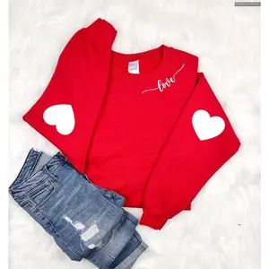 Heart Love Valentine's Sweatshirt, Heart Elbow Patch, Heart Arm Patches, Cute Valentine's Sweater, Teacher Couple , Global Trending Outfits