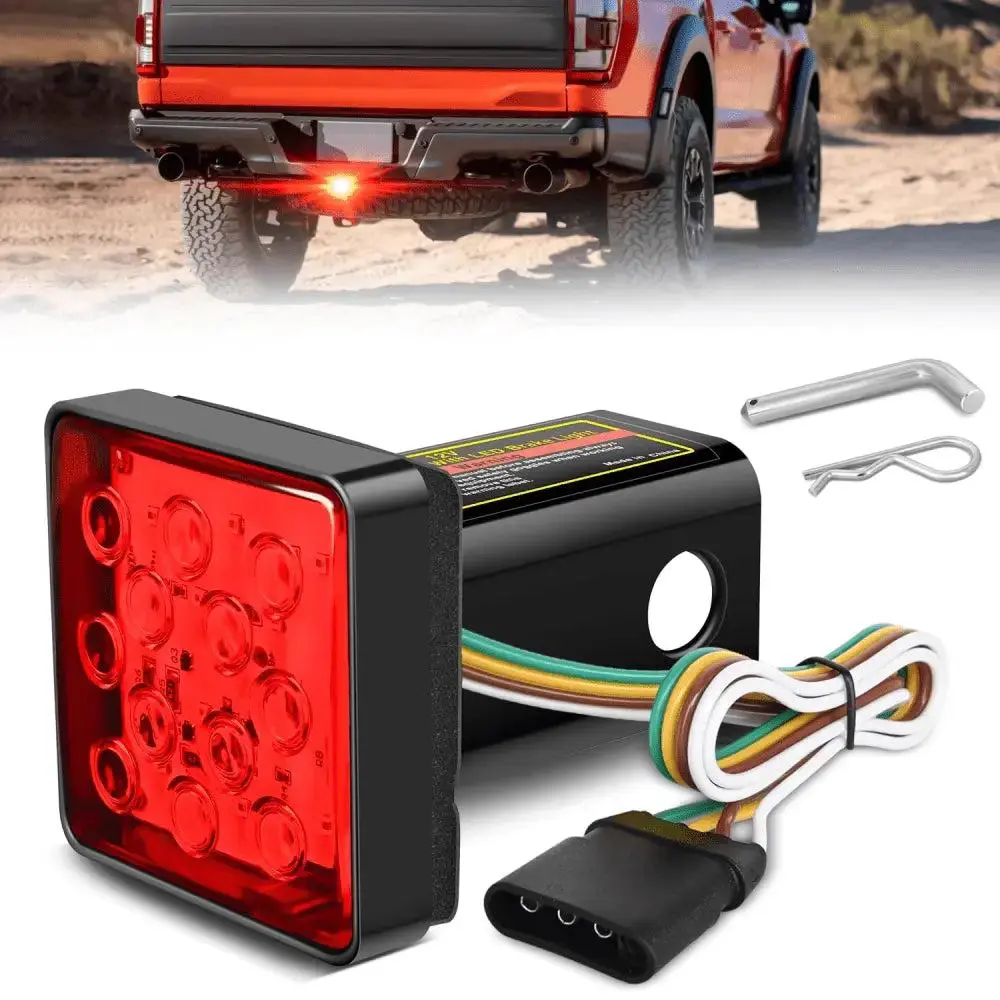 Nilight 12-LED Ultra-Bright Brake Tail Rear Light Trailer Hitch Cover, Vehicle Safety Alerts Accessory, Compatible with Trucks-SUVs, Easy PC-Integrated Drop-In Standard Plug Installation, Tail Light, Lights