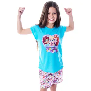 Polly Pocket Little Girls' Best Friends Are Stronger Together Shirt and Shorts 2 PC Pajama Set