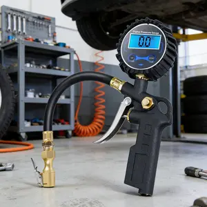 Digital Tire Pressure Gauge with Inflator, 3-250 PSI High Precision Tire Inflator Gauge, Heavy Duty Integrated Tire Air Compressor Accessories for Car Truck SUV Motorcycle RV Durable Brass Components Automotive Vehicle Tool