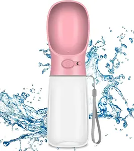 Dog Water Bottle, Leak Proof Portable Pet Water Bottles for Dogs, Puppy Water Dispenser with Drinking Feeder for Travel (Cherry Pink 19Oz) DEYACE