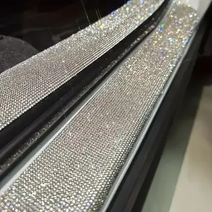 Two-Pack Artificial Diamond Car Door Sill Protector Stickers, Durable Scratch-Resistant Design, Easy Installation for Vehicle Protection