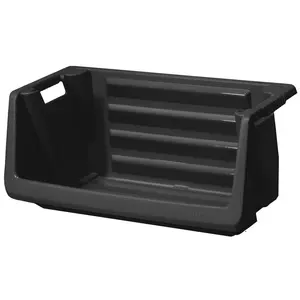 Heavy Duty 55 Gal Stackable Storage Bin – Space Saver Black Tote for Garage, Warehouse, or Home Use