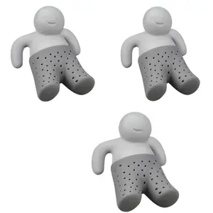 3pcs Funny Little Man Silicone Tea Infuser Cute Mr. Tea Strainer Filter for Loose Leaf Tea Reusable Steep Maker Novelty Kitchen Gadgets Office Desk Accessories Funny Gifts for Tea Lovers Stocking Stuffer