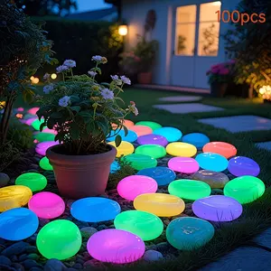 100pcs Novel Glow Stones, Multicolor Resin Stones for Garden, Lawn, Aquarium, Wedding, Night Decor, Activated in Darkness, Plastic Material