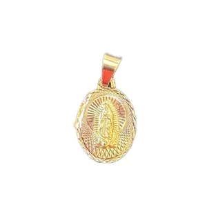 10k Medalla ovalada virgen tricolor de 2CM