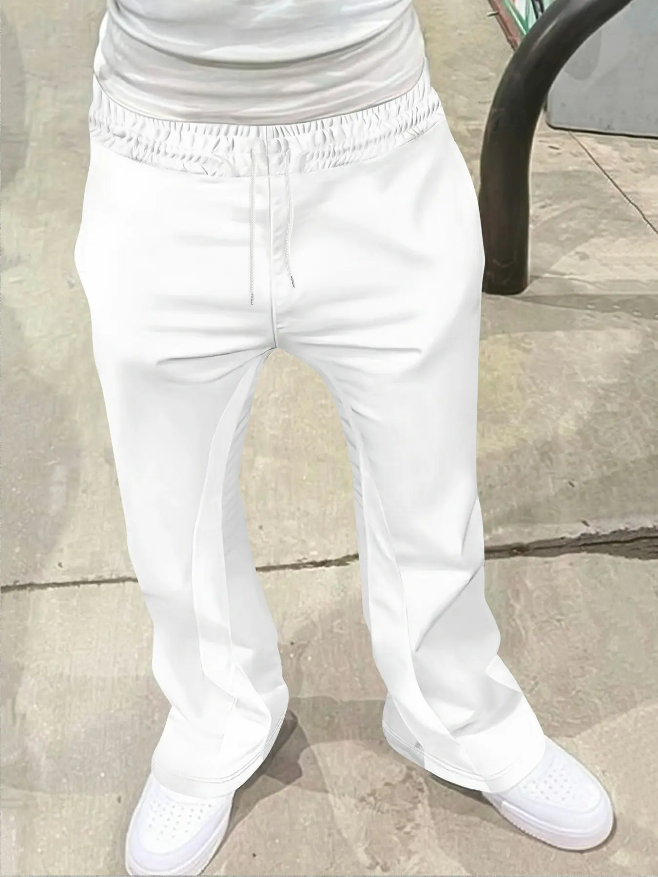 Men's Loose Fit 3D Print Geometric Flared Bell Bottoms, Menswear Casual Sporty Streetwear Aesthetics Pants, Hip Hop Vintage Long Pants for All Seasons Trouser