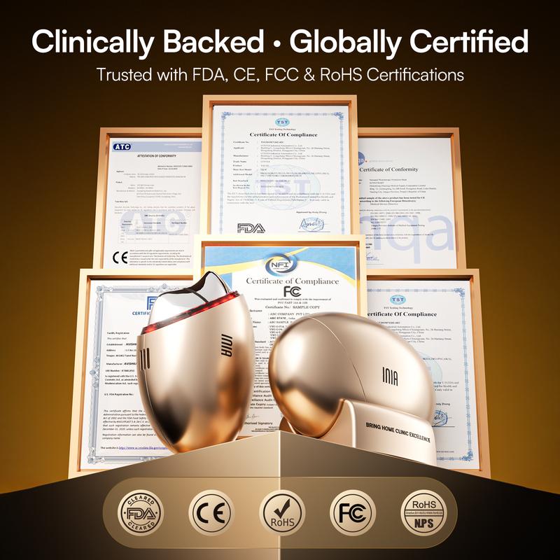 【LIVE EXCLUSIVE】INIA GLACE 7-in-1 Face & Neck Sculpting Device | EMS Microcurrent, Red & Blue Light, Thermal & Cryo Therapy for Lift, Tighten, Lymphatic Drainage & De-Puff, Serum Infusion, Perfect Gift Pick