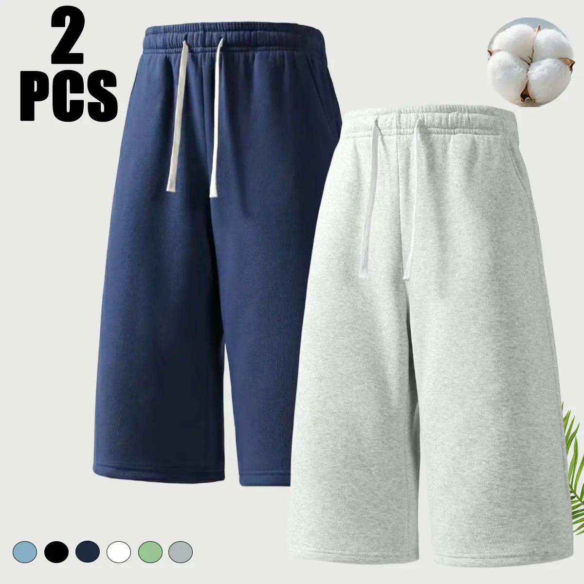 Men's 3/4 Length Fabric Mix Pants, 50/50 Cotton Poly Plain Colors, Loose Fit with Tapered Hem, Soft Breathable Easy-Care Wrinkle-Resistant, for Home Walk Travel - Relaxed Unisex Wear, Fabric Mix Men's Pants, Resort Style Menswear, Anti-Shrink Men's Pants