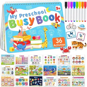 Busy Book Preschool Learning Activities, Montessori Educational Toys for 3 4 year old Boy Girl Gifts,  Autism Sensory Travel Toys for Toddlers