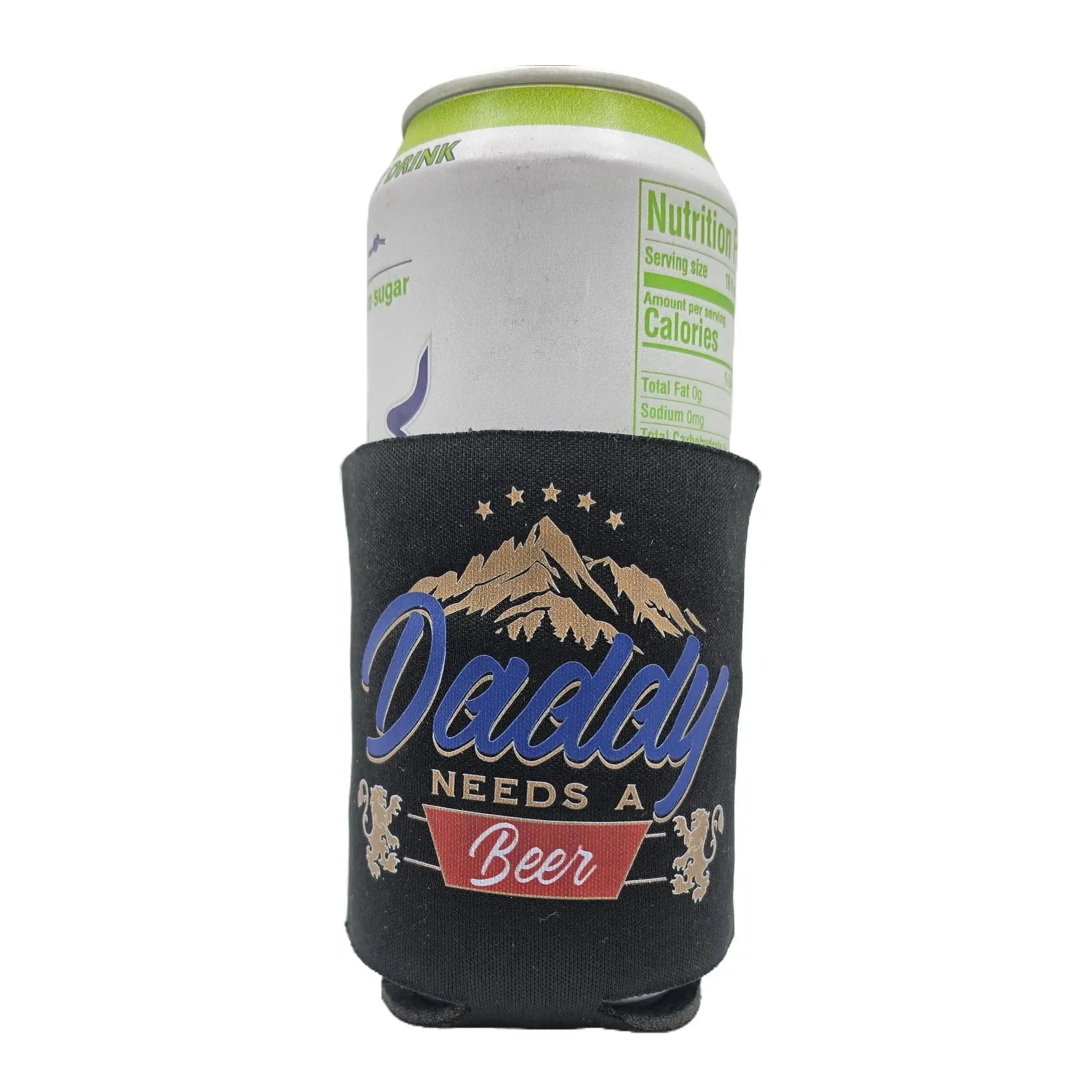 Printed Can Cooler - Black - Perfect for Keeping Your Beverage Cool - Ideal for Outdoor Events and Parties