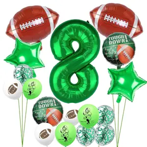 Football Balloon Arch Kit with 8 Number Balloons, Star & Football Foils for Birthday Party