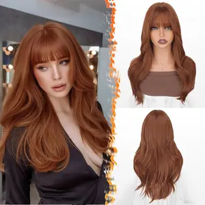 BARSDAR Layered Wig with Bangs - Layered Wig with Bangs for Women - Natural Looking Soft Wavy Synthetic Wigs Straight Layers Haircut Fringe Daily Party Halloween