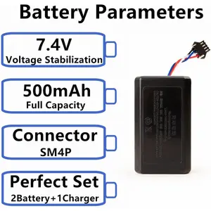 2 Pack 7.4V 500mAh Lipo Battery with USB Charger Cable for Electric Water Gun