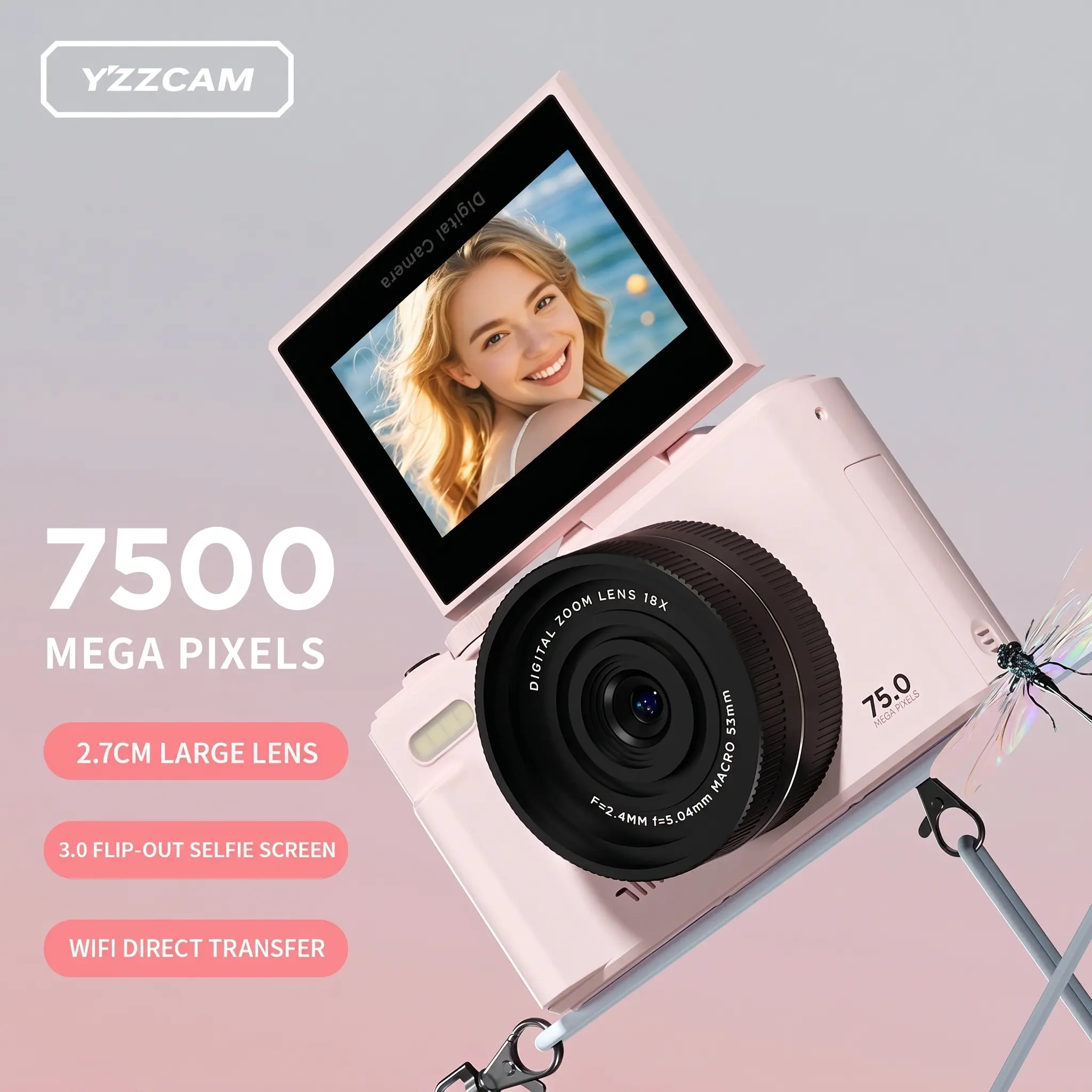 Digital Camera for Photography, Y2K Foldable Screen Portable Vlogging Camera with 32GB SD Card, Wrist Strap, Self Timer, Smooth Video vlogging Camera, Ideal Gift for Girls, Boys Teenagers, and Beginners, Birthday Christmas Valentine's Day Gift