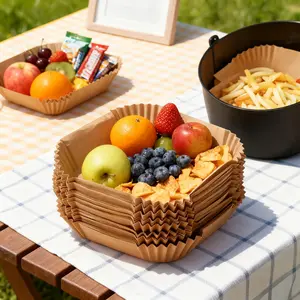 Large Air Fryer Baking Paper Liner, Fryer Liners, Air Fryer Accessories - Non-Stick, High Temperature Resistant Disposable Baking Paper with Ruffled Edge, Suitable for Air Fryer, Oven, and Microwave