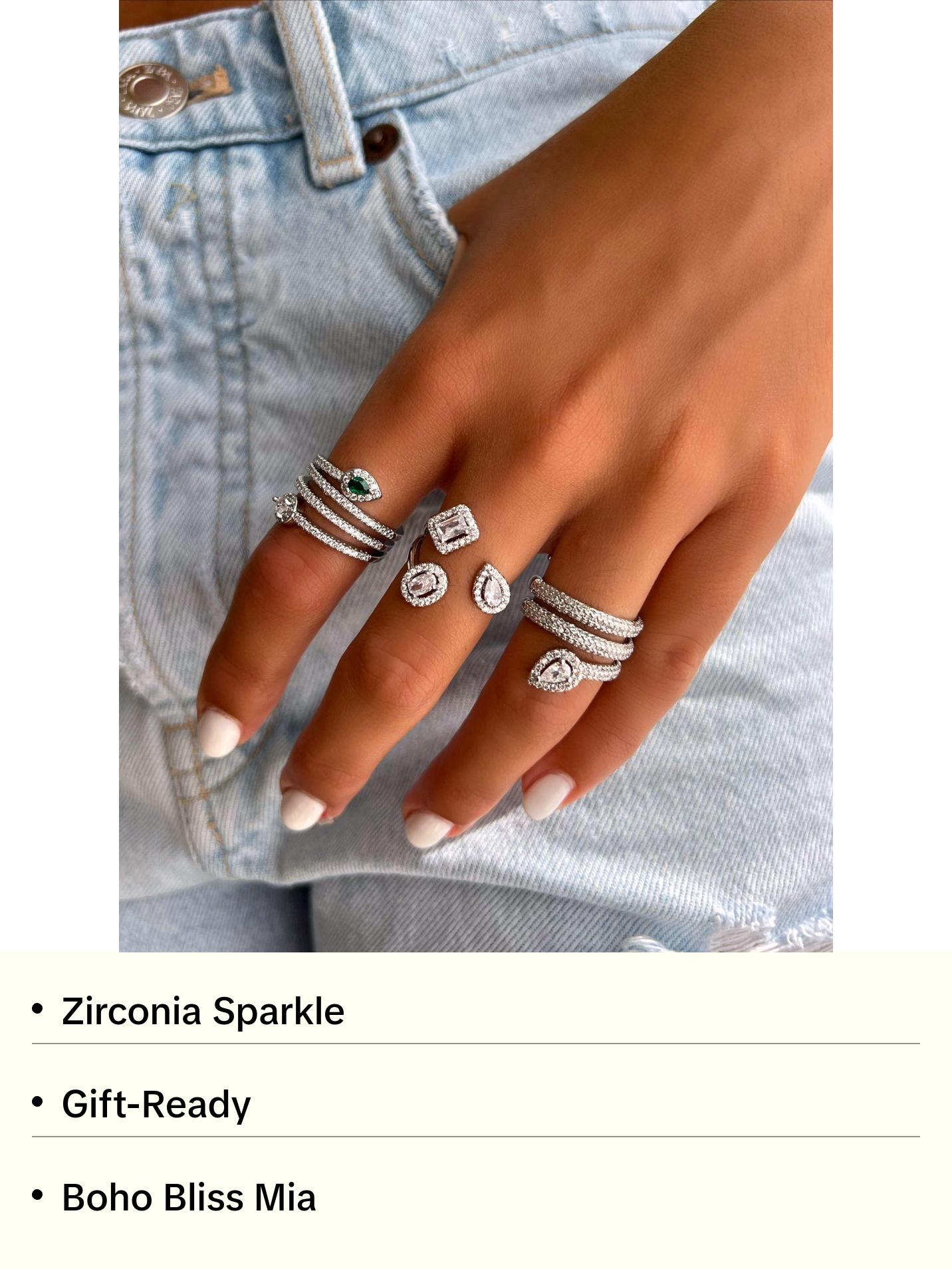 Spiral Silver Ring with Decorative Band and Center Stone