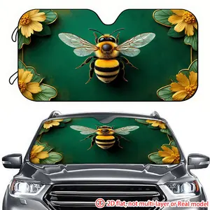 1pc green background bee car sunshade 2D high-definition printing, car sunshade effectively blocks sunlight, suitable for decorating the front windshield of trucks, General Motors, and SUVs