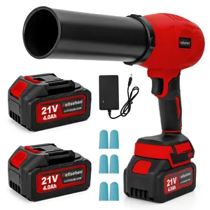 Cordless Leaf Blower with 2 Batteries and Charger Included，Handheld Leaf Blower Turbo Fan for Patio Cleaning, Lawn Care, Blowing Leaves and Dust, Red