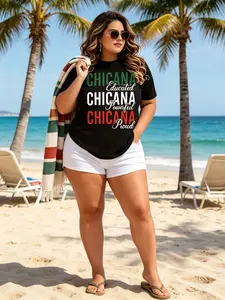 Chicana Pride T-Shirt, Educated Powerful Proud Mexican Flag Color Print, Latinx Heritage Casual Style, Breathable Soft Washable Durable, Daily Wear Travel Vacation Beach, Hispanic Heritage Trend, Gift For Family Friends Teens