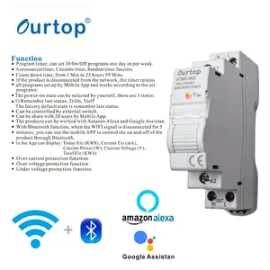 20A 250VAC Din Rail WIFI Smart Timer Relay Switch Breaker Remote Control by Tuya APP KWH Energy Power Meter