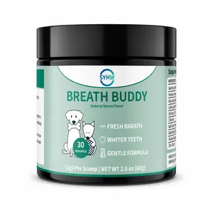 Dog & Cat Dental Powder for Bad Breath – Teeth Cleaning & Tartar Control Pet Supplement | Natural Probiotic Food Topper, Bacon Flavor