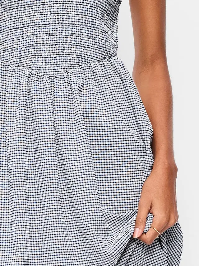 slim fit dress slacks Chambray Smocked With Tie Straps Midi Dress · Filly Flair main image 1