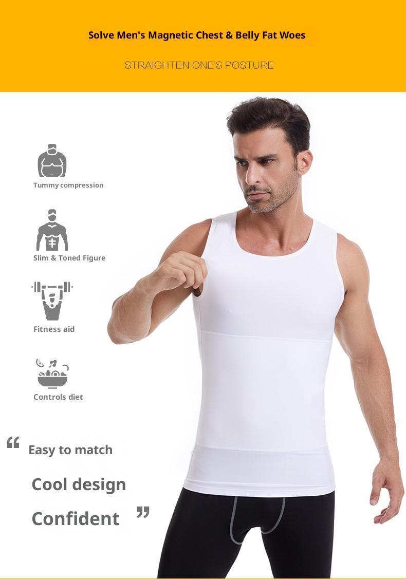 Men Compression Tank Top | Tummy Control, Gynecomastia Shaper, Posture Correction Seamless Undershirt for Gym, Business & Dating Menswear
