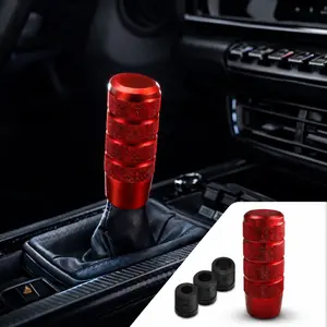 Car Shifter Knob, Aluminum Gear Shift Style Knobs, 3.74" Red Shift Knob with 3 Threaded Adapters M8 M10 M12 x 1.25 Fit Universal Manual Transmission, Automotive, Trucks